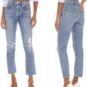 AGOLDE RILEY DISTRESSED KNWW BUTTON FLY JEANS 27